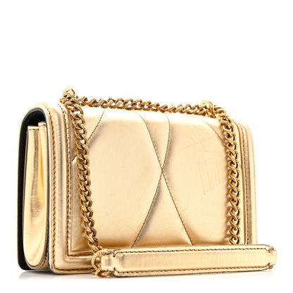 Dolce & Gabbana Metallic Nappa Quilted Mini Devotion Crossbody Bag Gold 3 of 16