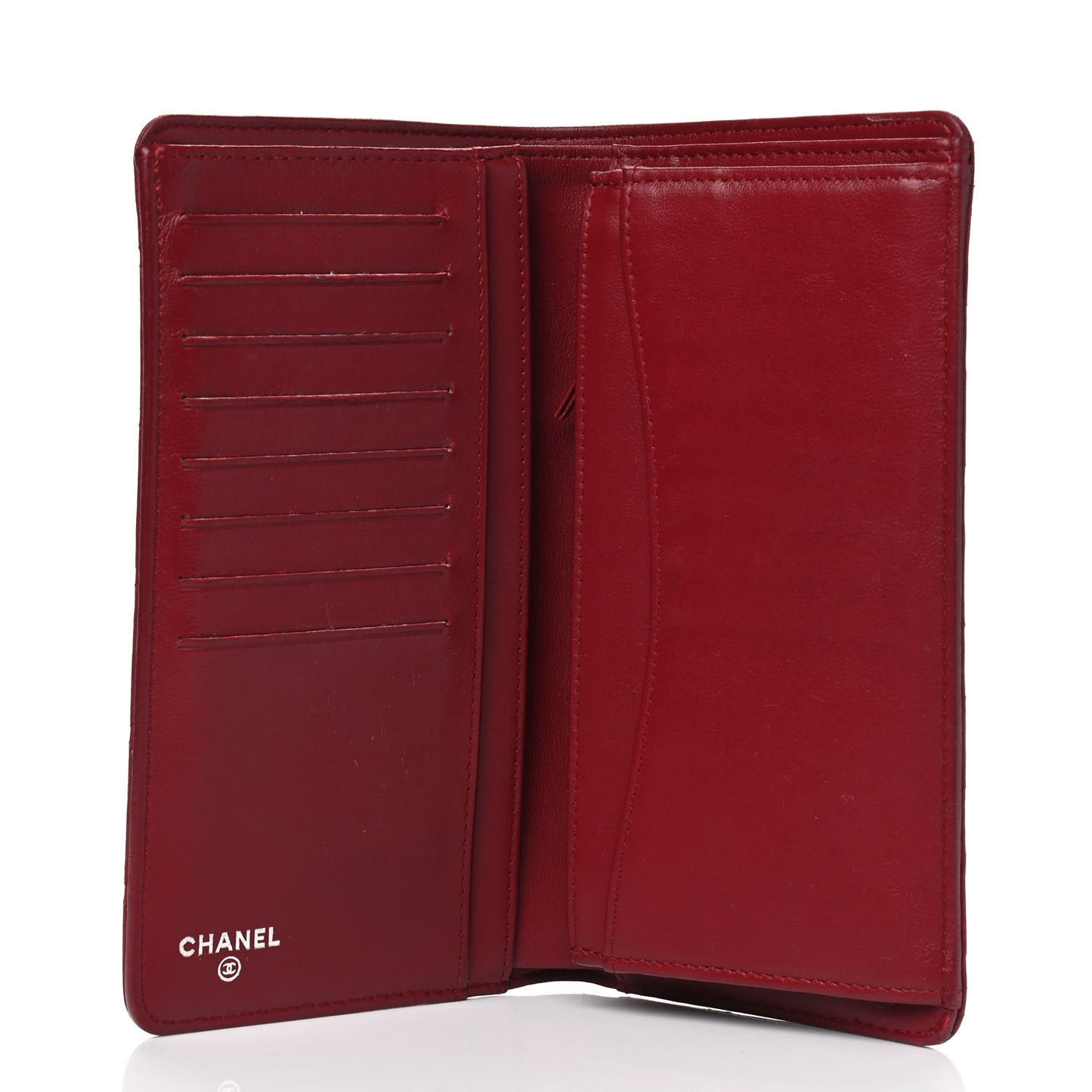 Lambskin Quilted Yen Wallet Red