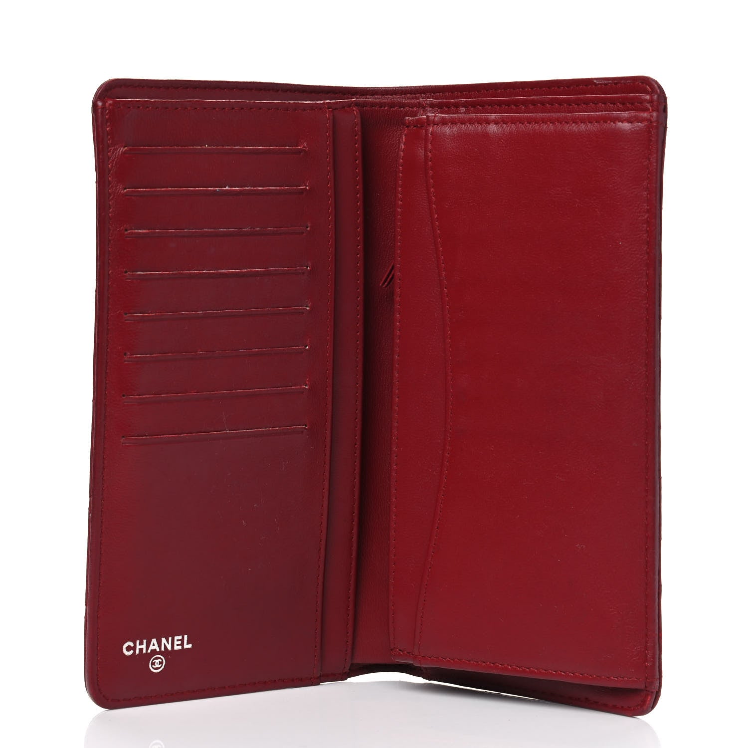 Chanel Lambskin Quilted Yen Wallet Red 4 of 12