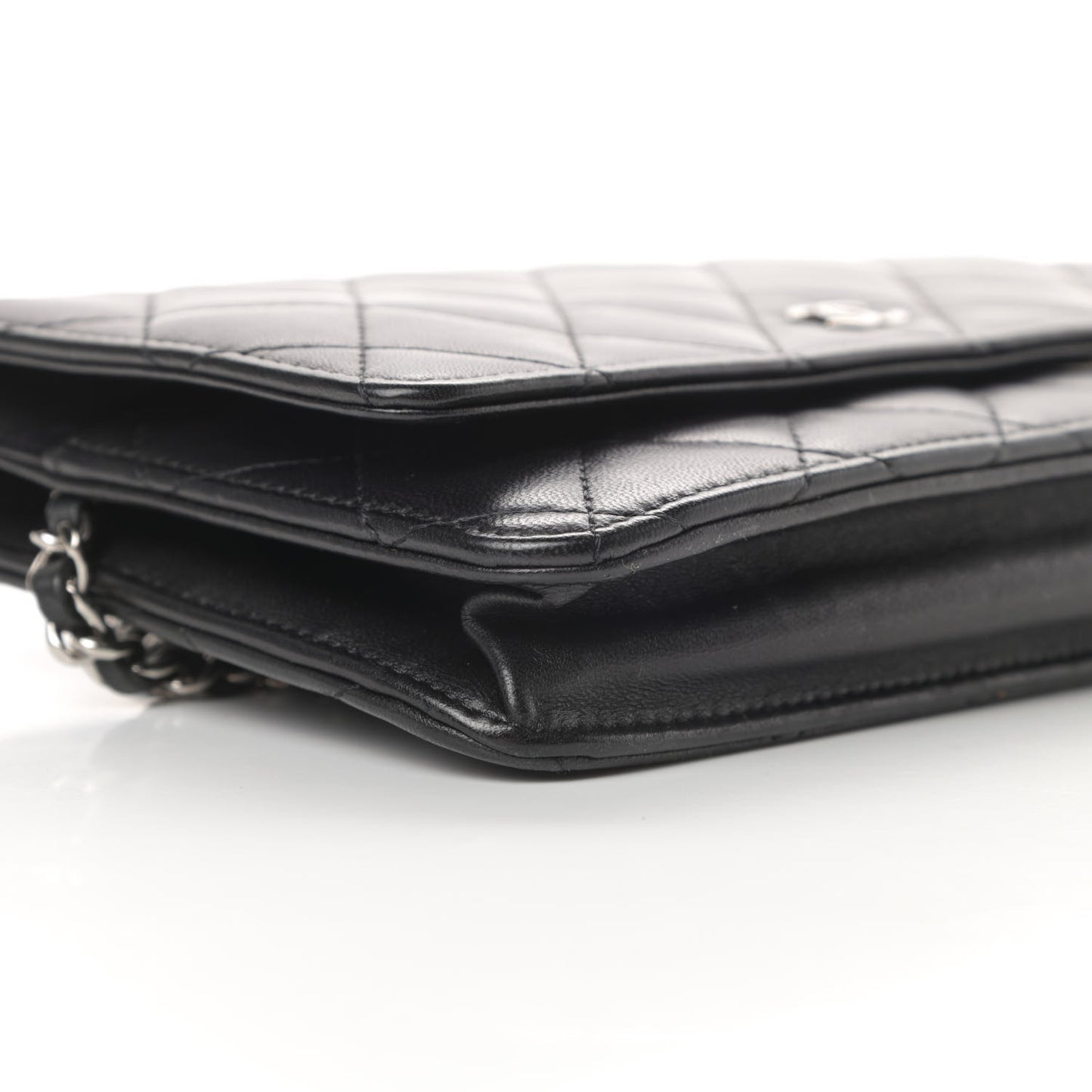 Lambskin Quilted Wallet On Chain WOC Black