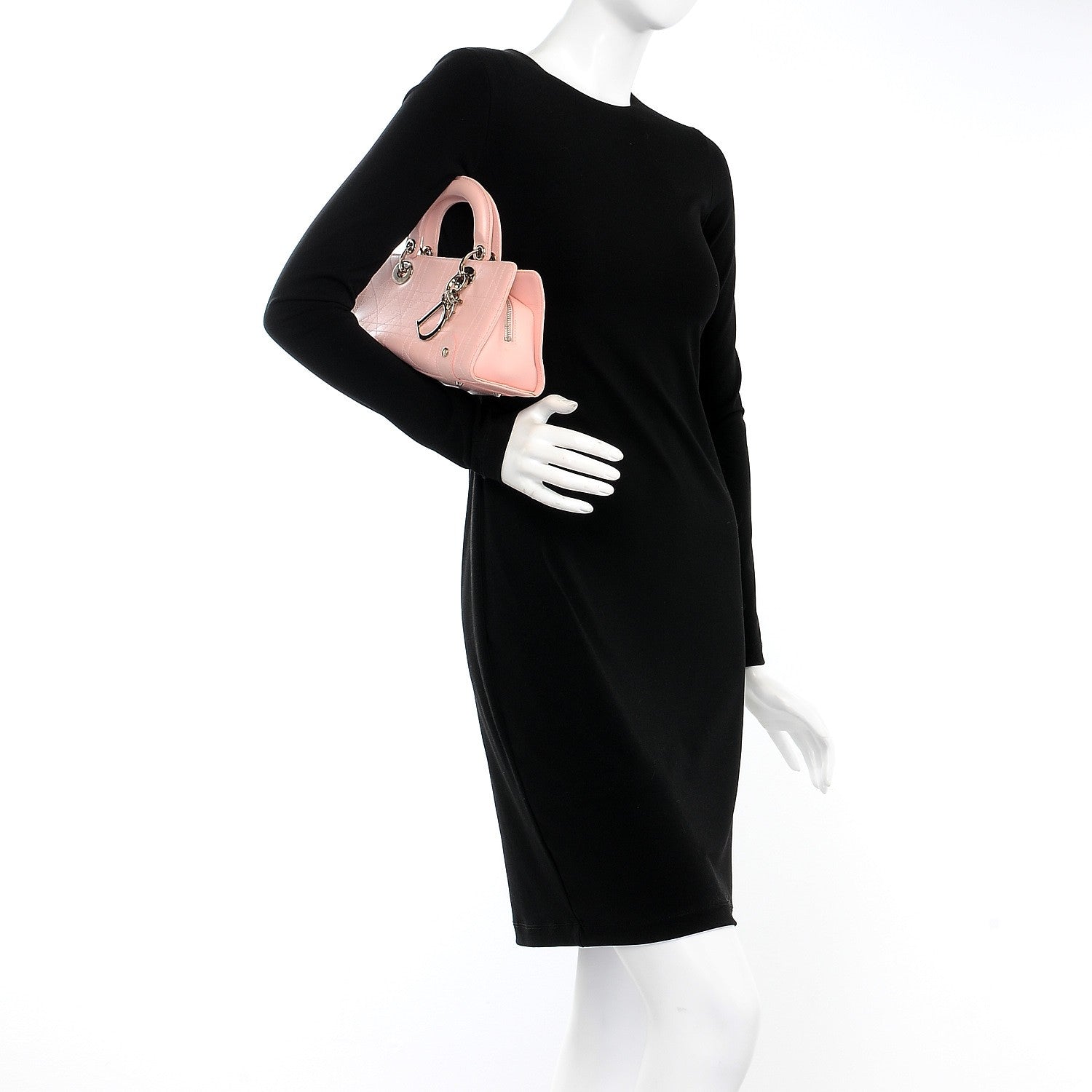 Christian Dior Calfskin Cannage Stitched Small East West Lady Dior Rose Clair 2 of 11