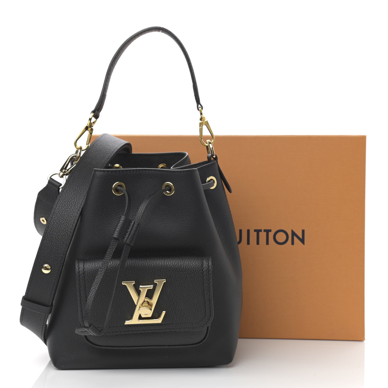 Louis Vuitton Calfskin Lockme Bucket MM Black 11 of 11