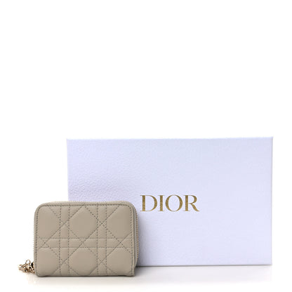 Christian Dior Lambskin Cannage Small Lady Dior Voyageur Coin Purse Beige 7 of 7