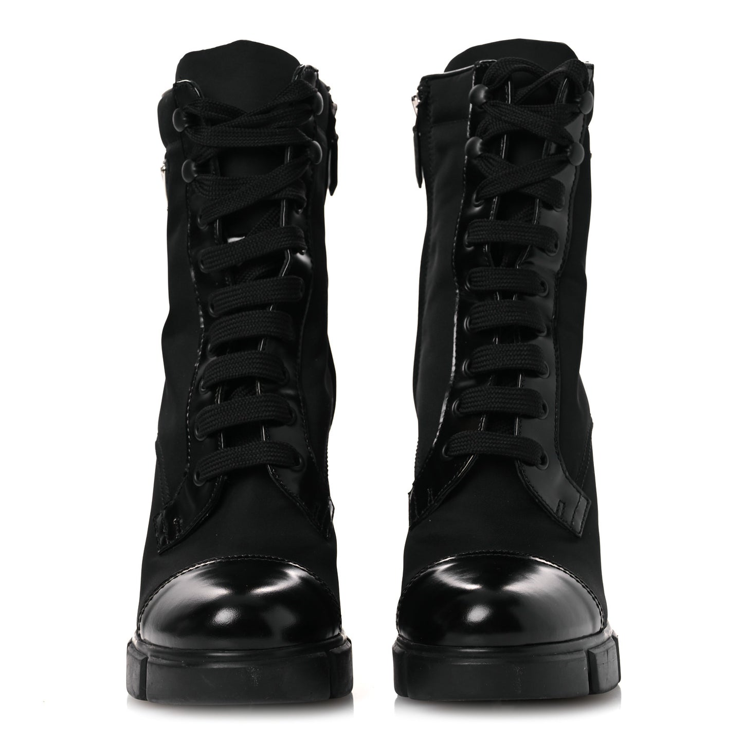 Vitello Montana Re-Nylon Metal Triangle Logo 110mm Ankle Boots 39 Black