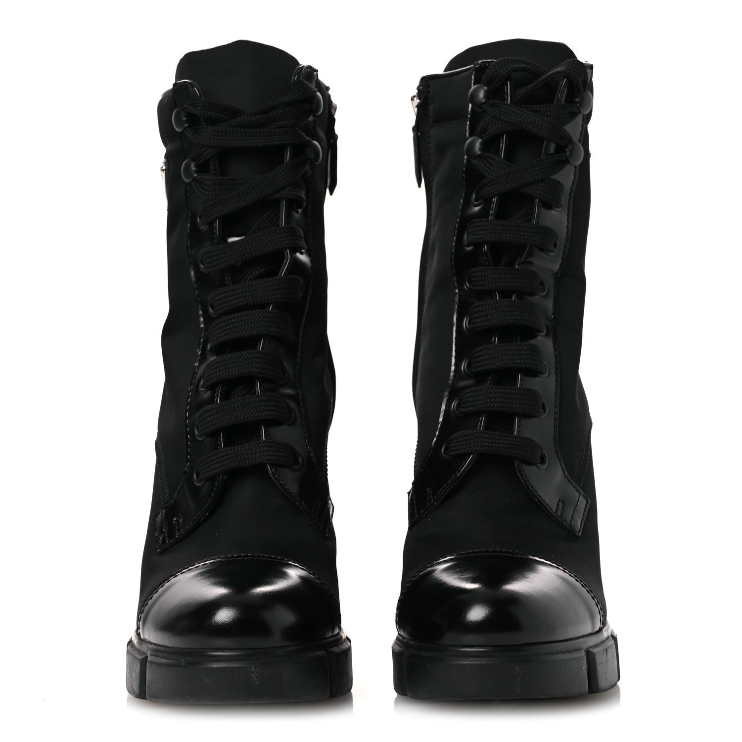 Prada Vitello Montana Re-Nylon Metal Triangle Logo 110mm Ankle Boots 39 Black 3 of 13