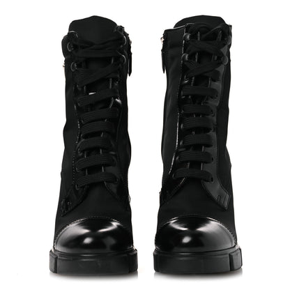 Prada Vitello Montana Re-Nylon Metal Triangle Logo 110mm Ankle Boots 39 Black 3 of 13