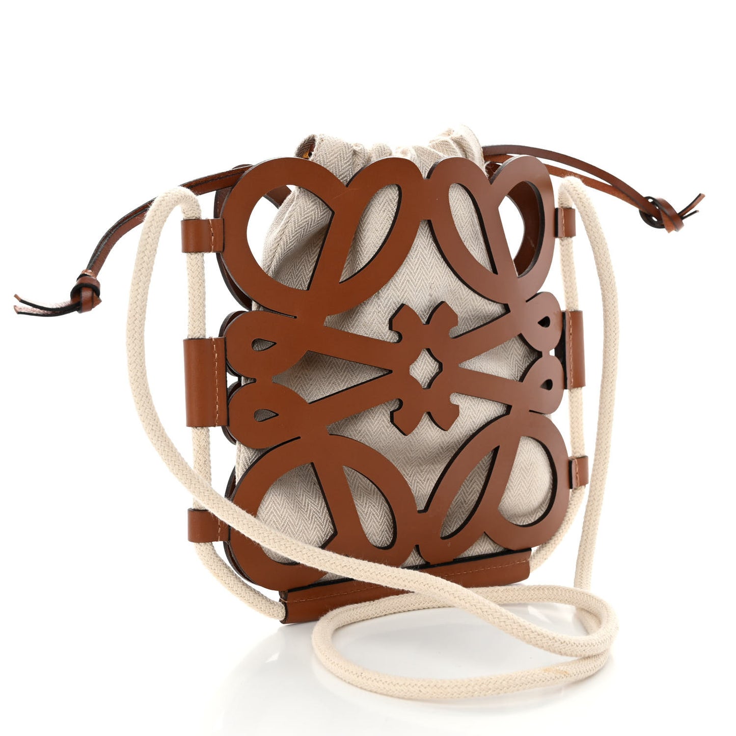 Smooth Calfskin Small Anagram Cutout Tote Tan Beige