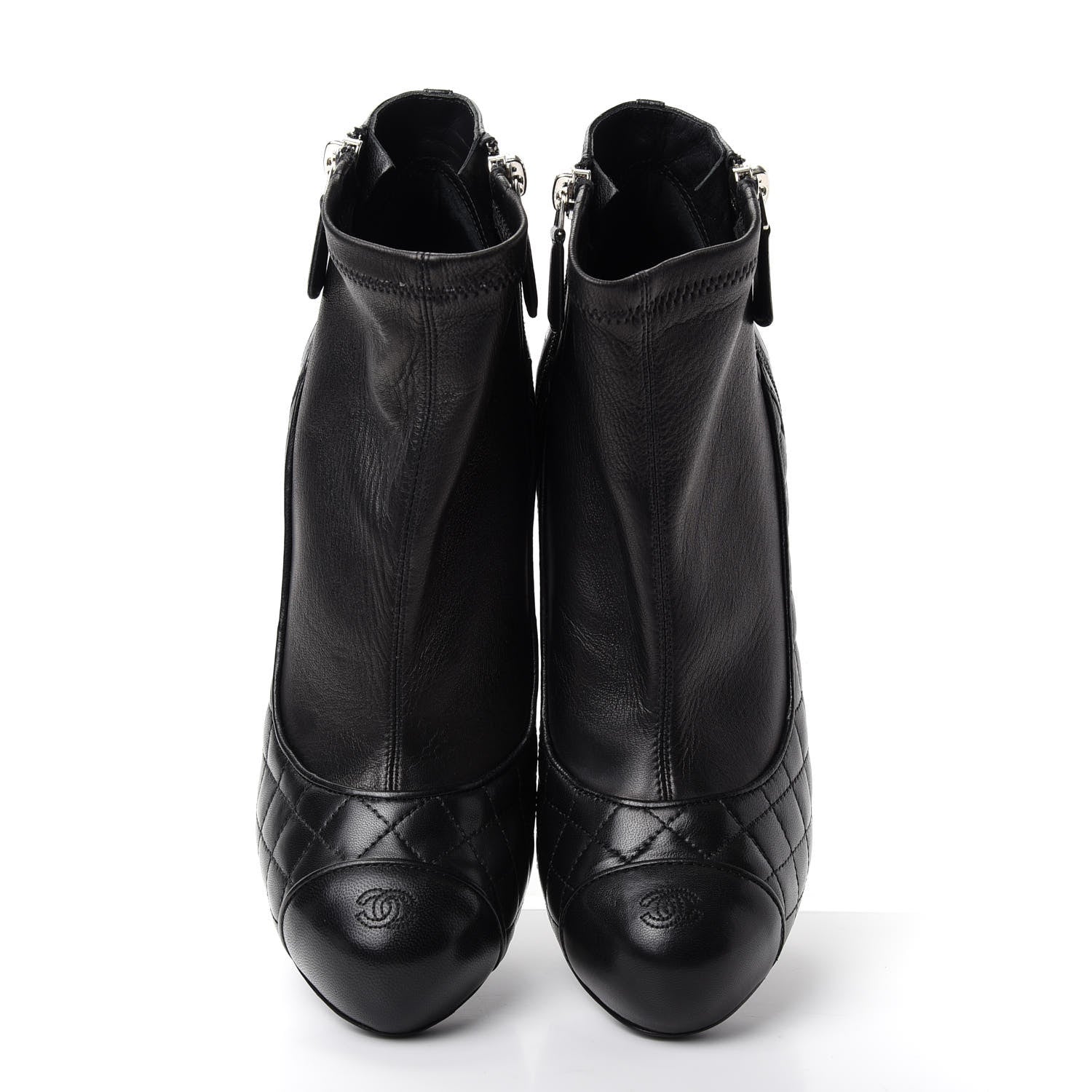 Chanel Lambskin Quilted CC Booties 38 Black 5 of 10