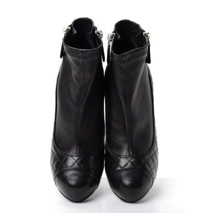 Chanel Lambskin Quilted CC Booties 38 Black 5 of 10