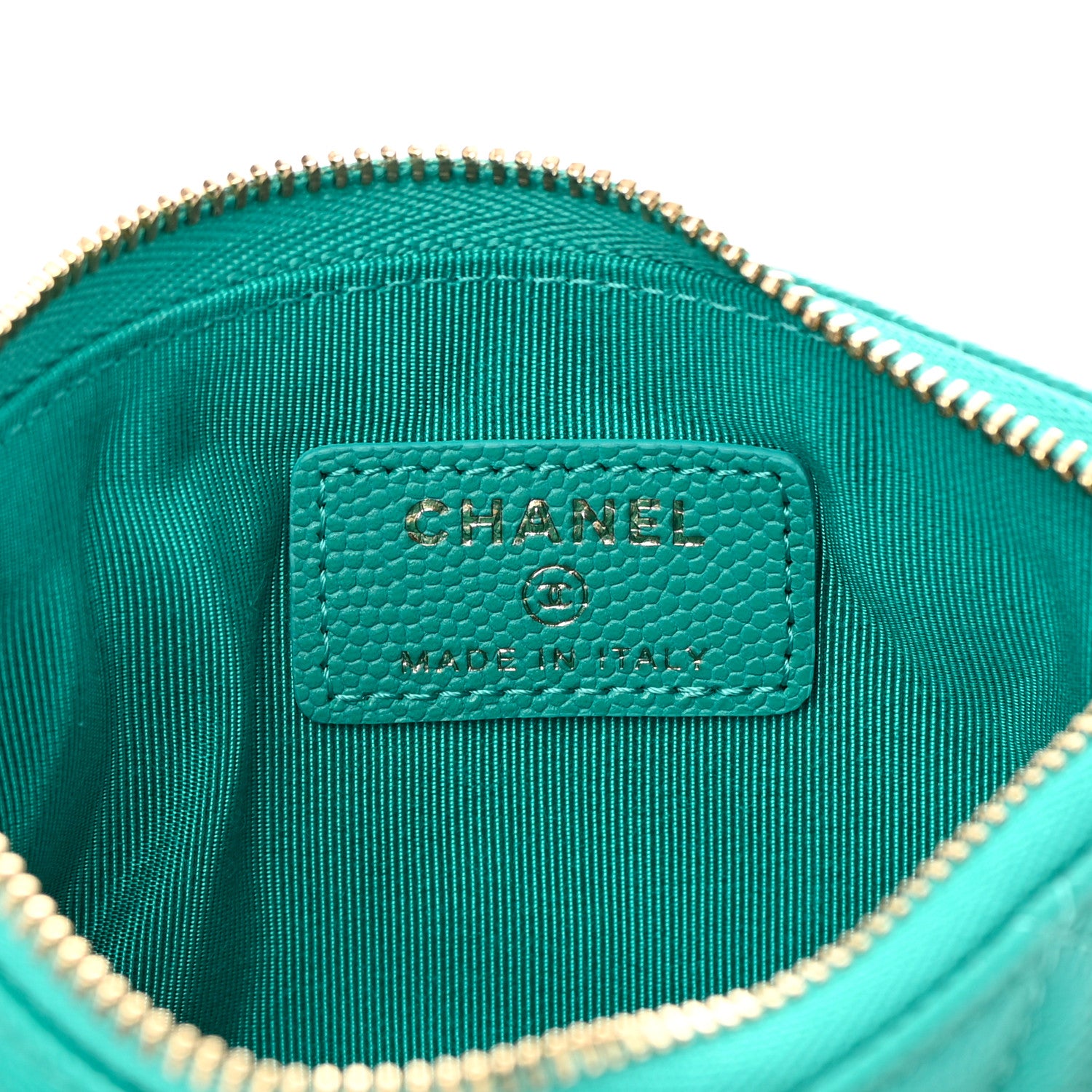 Chanel Caviar Quilted Small Cosmetic Case Turquoise 6 of 9