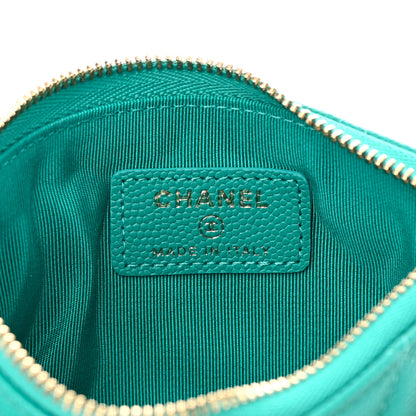 Chanel Caviar Quilted Small Cosmetic Case Turquoise 6 of 9