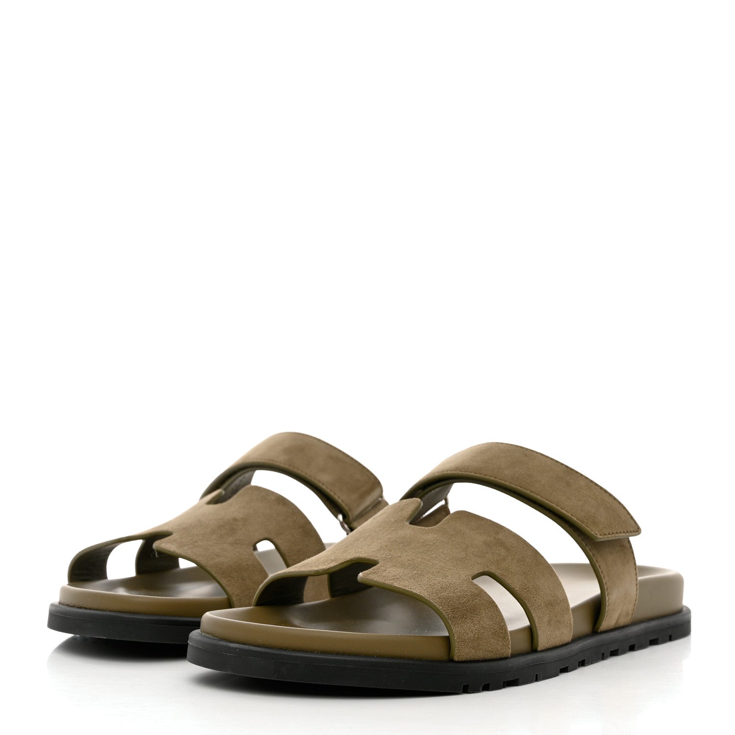 Hermes Suede Goatskin Mens Chypre Sandals 43.5 Vert Army 3 of 9