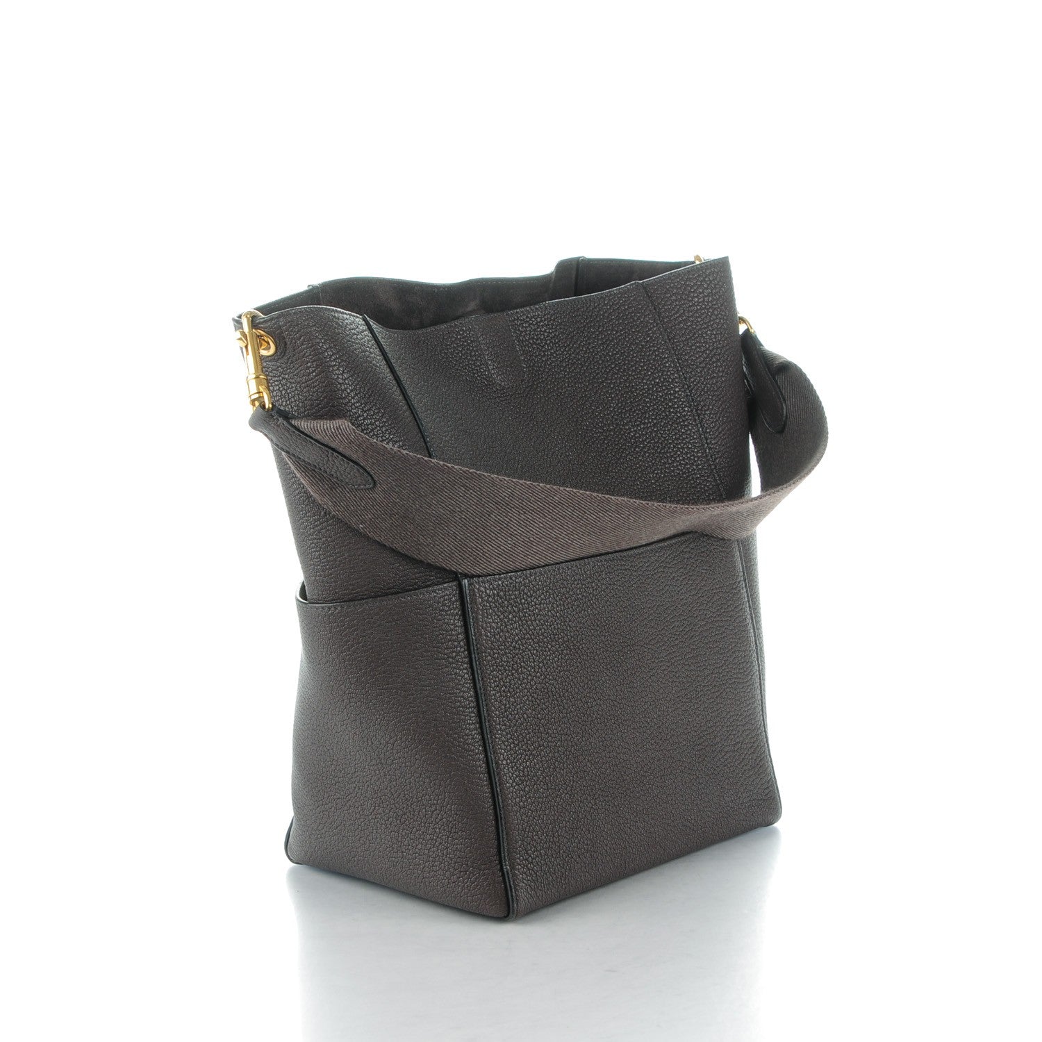 Celine Goatskin Sangle Bucket Bag Dark Taupe 3 of 7