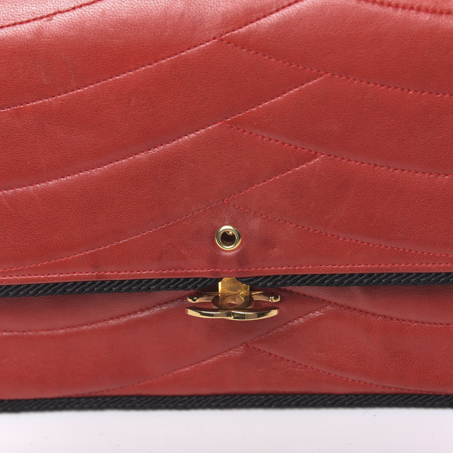 Chanel Lambskin Scallop Quilted Single Flap Red Black 10 of 11