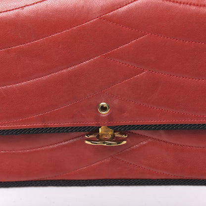 Chanel Lambskin Scallop Quilted Single Flap Red Black 10 of 11