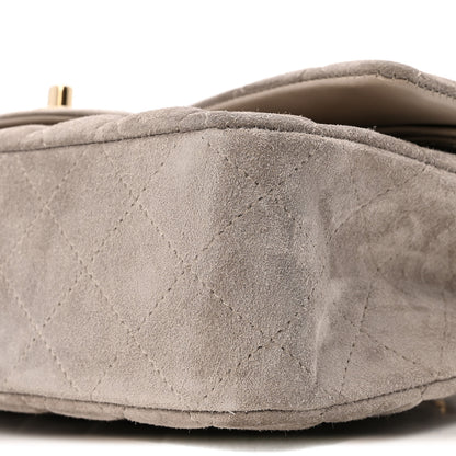 Chanel Suede Quilted Medium Double Flap Grey 9 of 11