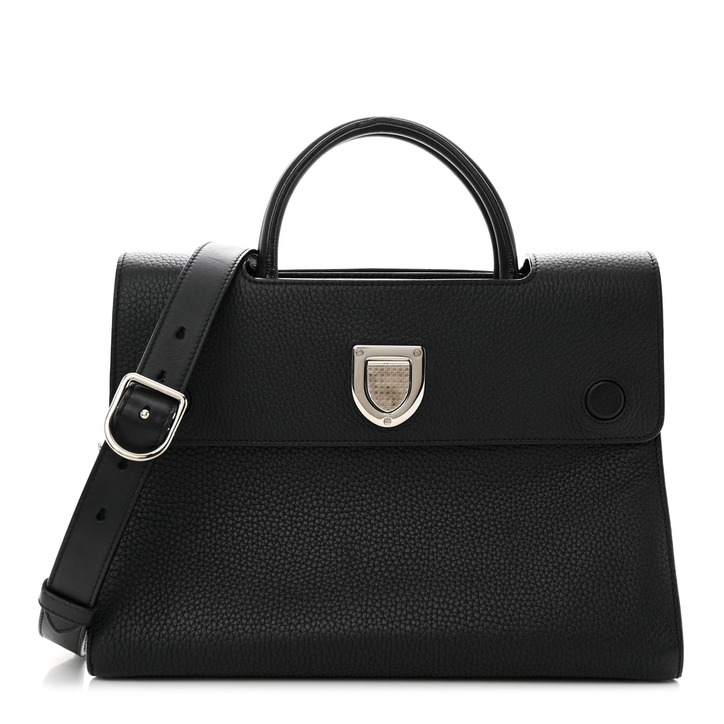 Grained Calfskin Medium Diorever Flap Black