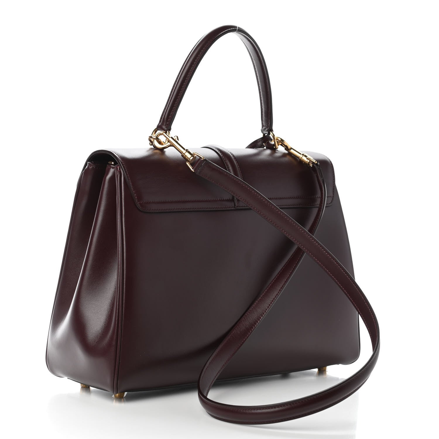 Celine Satinated Calfskin Medium 16 Top Handle Bag Burgundy 3 of 8