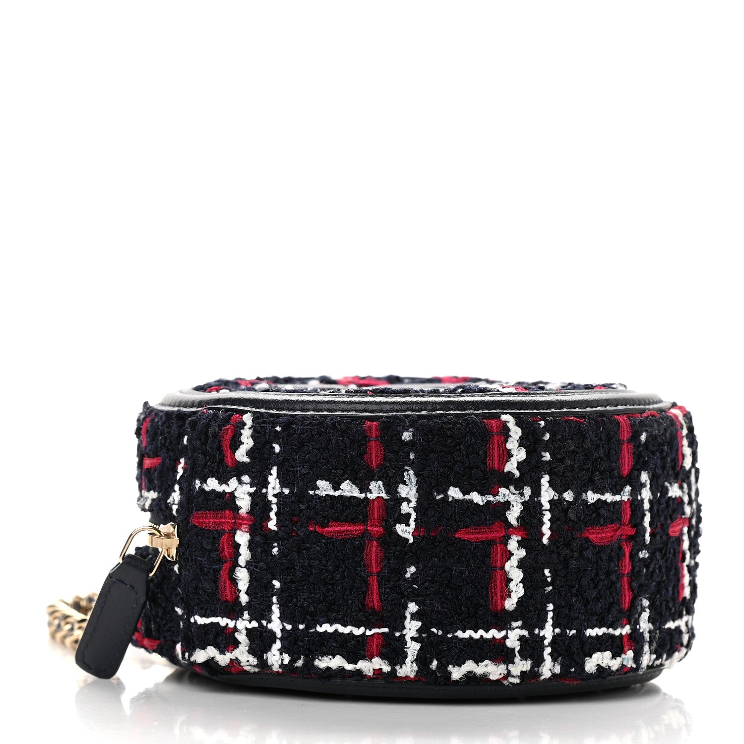 Chanel Tweed Quilted Round Filigree Clutch With Chain Navy Blue 4 of 9