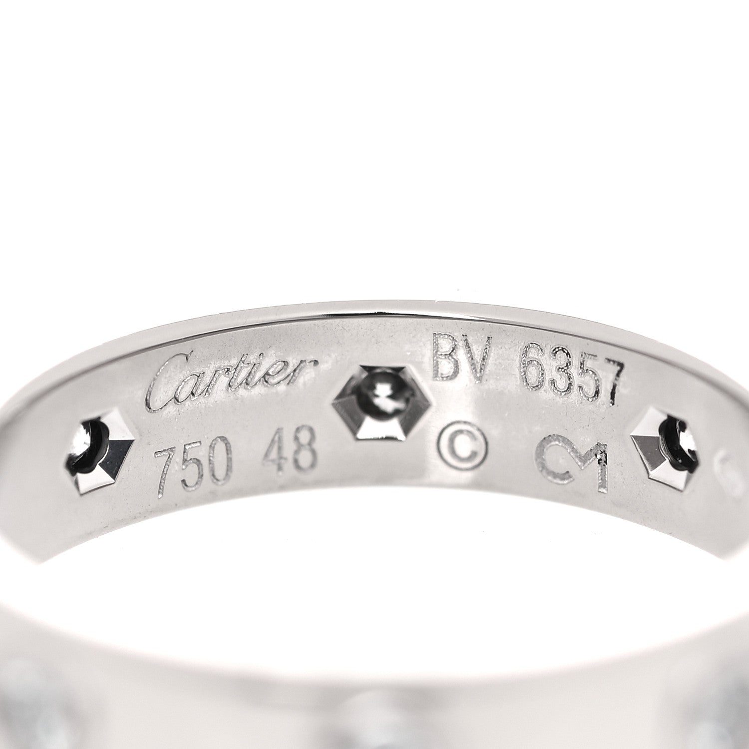 Cartier 18K White Gold 8 Diamond 4mm LOVE Wedding Band Ring 48 4.5 7 of 10