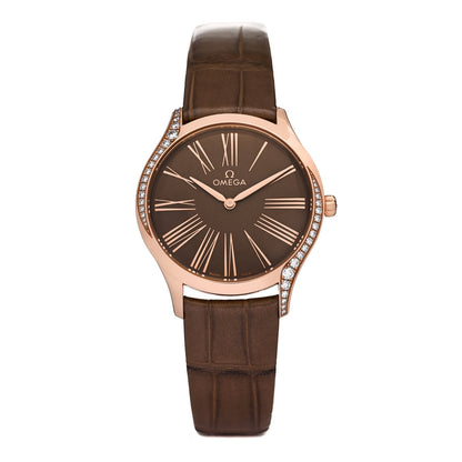 Omega 18K Sedna Gold Alligator Diamond Bezel 36mm De Ville Tr&eacute;sor Quartz Watch Brown 428.58.36.60.13.001 1 of 5