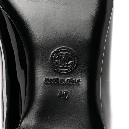 Chanel Patent Cap Toe Ballerina Flats 40 Black White 6 of 9