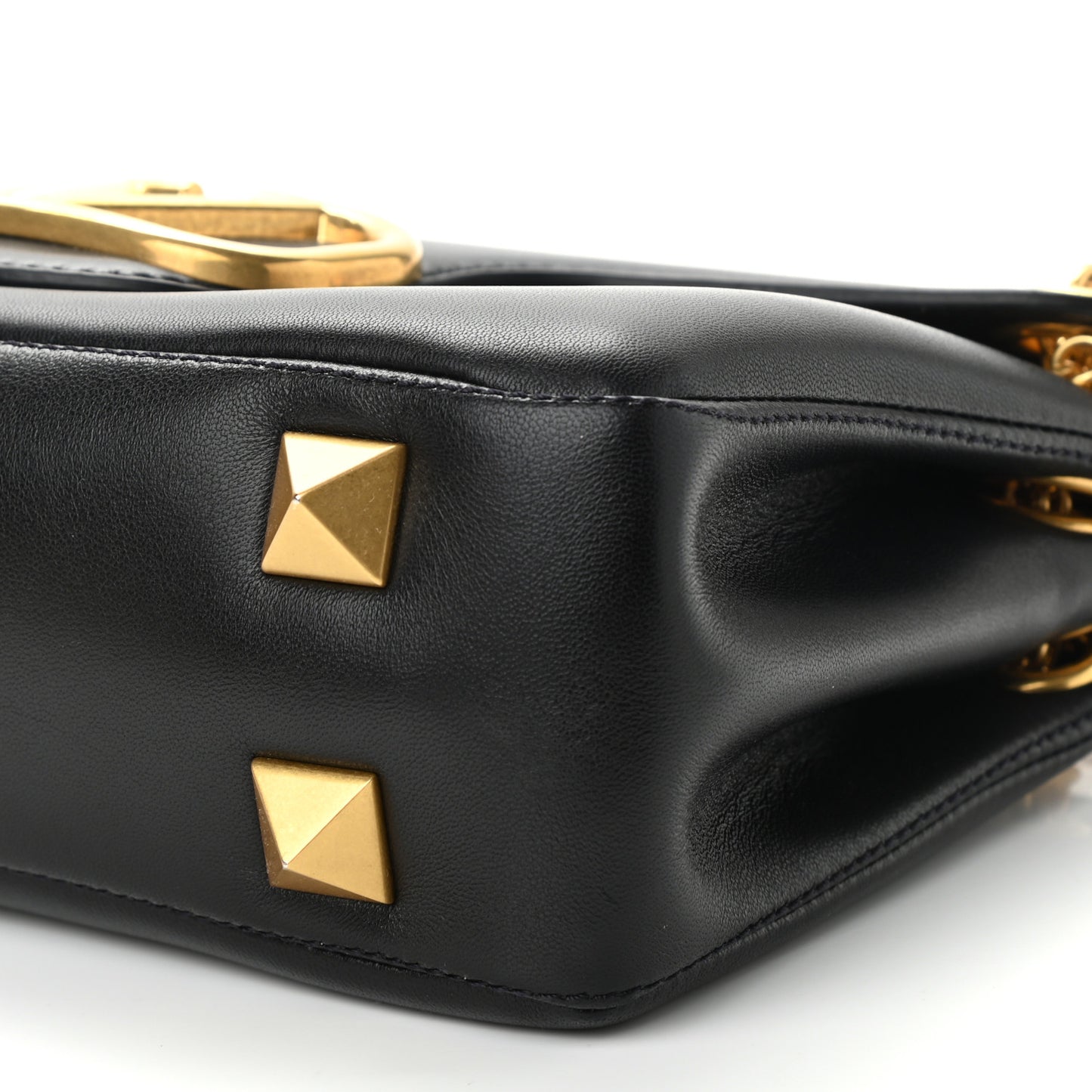 Nappa Stud Sign Shoulder Bag Black