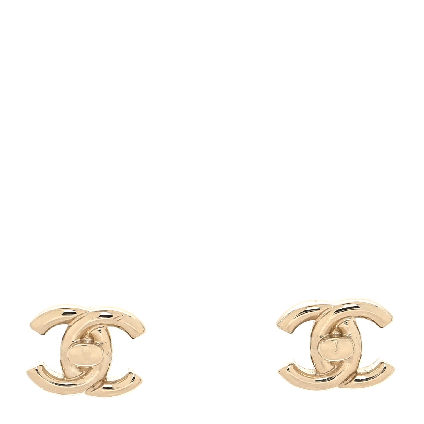 Metal CC Turnlock Earrings Gold