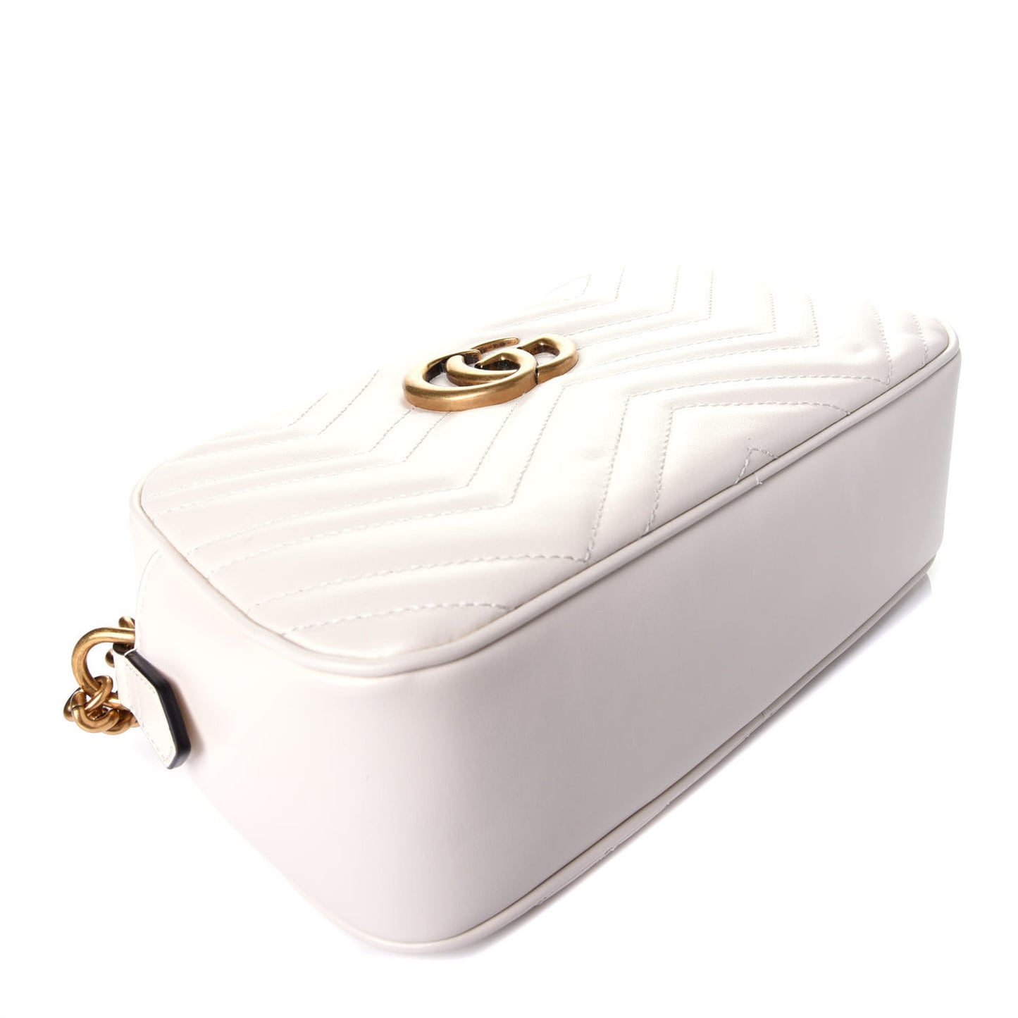 Calfskin Matelasse Small GG Marmont Chain Shoulder Bag White