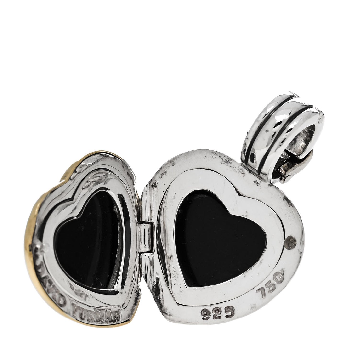 Sterling Silver 18K Yellow Gold Cable Heart Locket Enhancer Pendant