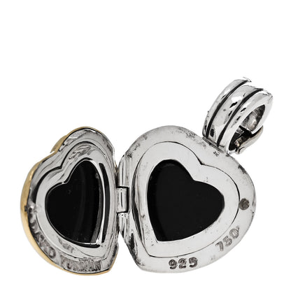 David Yurman Sterling Silver 18K Yellow Gold Cable Heart Locket Enhancer Pendant 4 of 6
