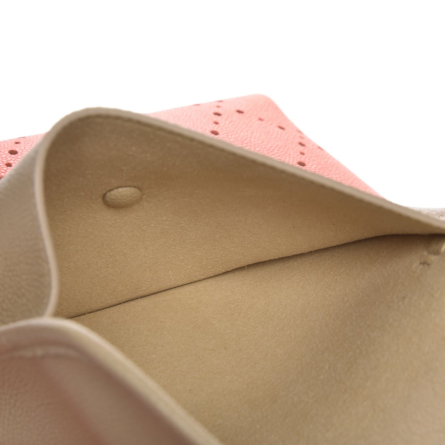 Caviar Perforated Drawstring CC Bag Coral Beige