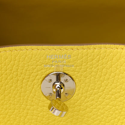 Hermes Taurillon Clemence Mini Lindy 20 Lime 6 of 10
