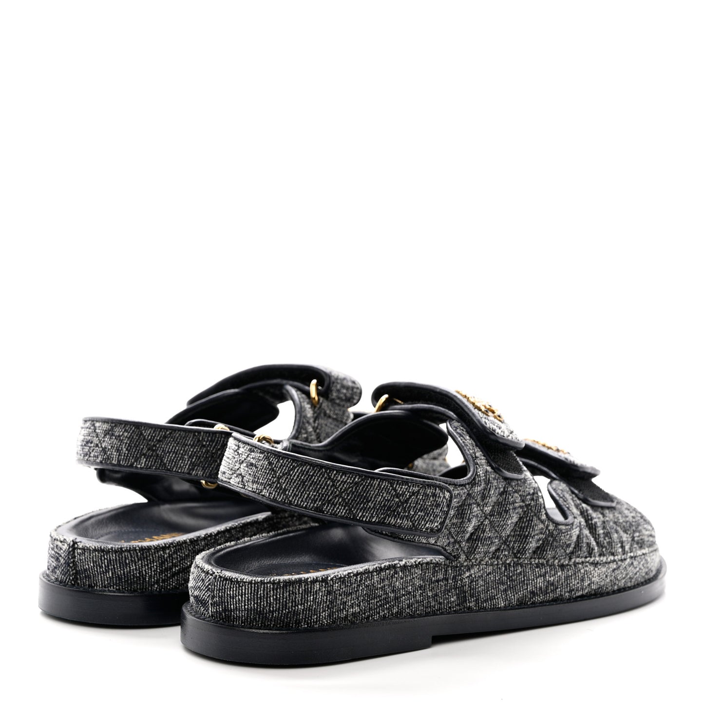 Denim Quilted Dad Sandals 37.5 Grey