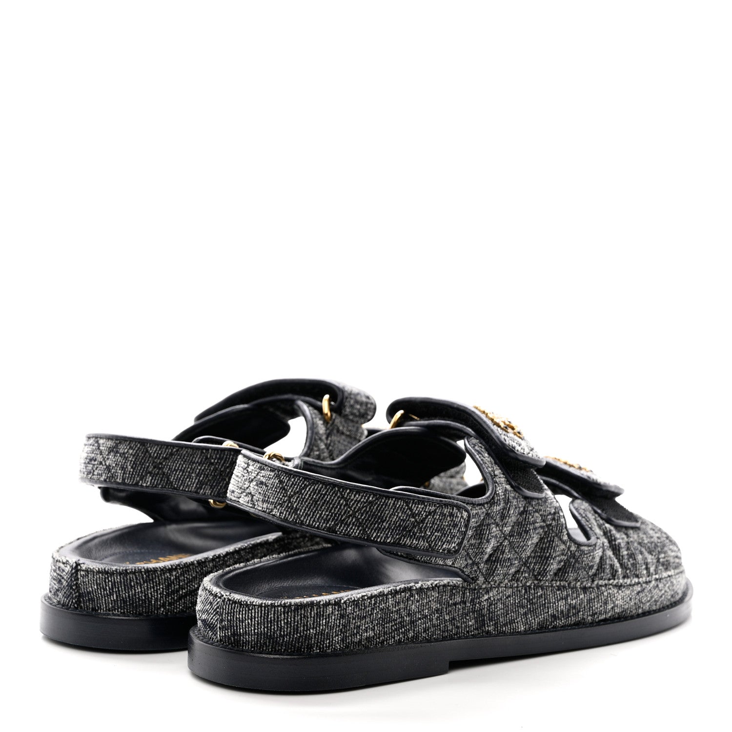 Chanel Denim Quilted Dad Sandals 37.5 Grey 4 of 11