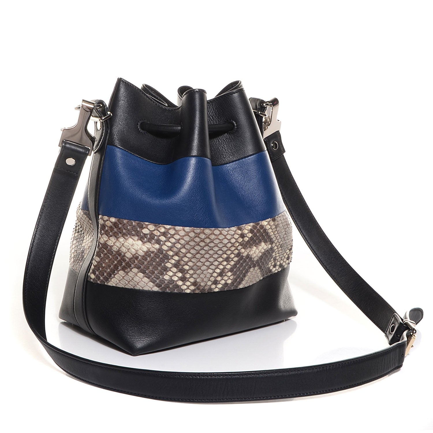 Proenza Schouler Smooth Leather Watersnake Patchwork Medium Bucket Bag Cadet 3 of 7