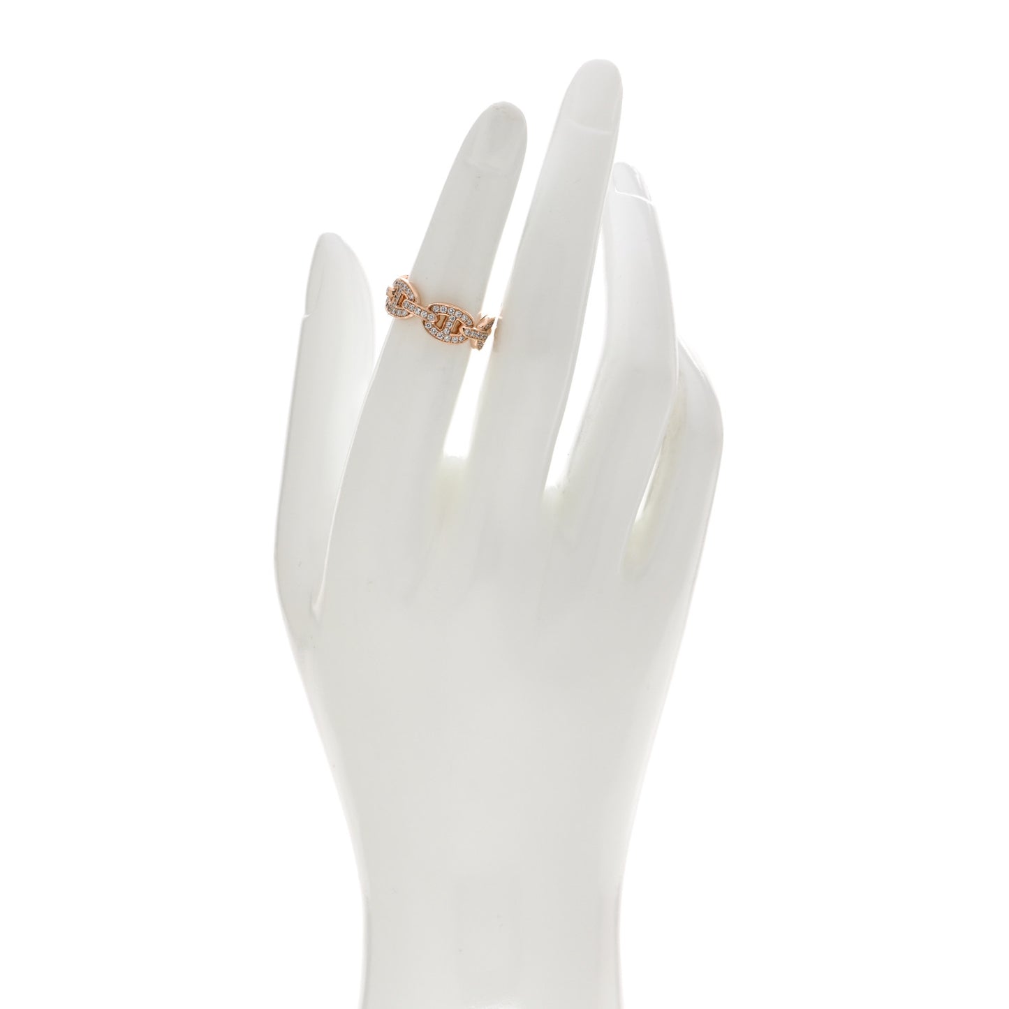 18K Rose Gold Diamond PM d'Ancre Enchainee Ring 50 5.25