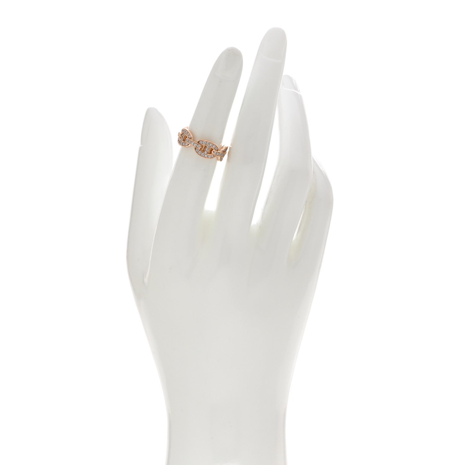 Hermes 18K Rose Gold Diamond PM d'Ancre Enchainee Ring 50 5.25 2 of 5
