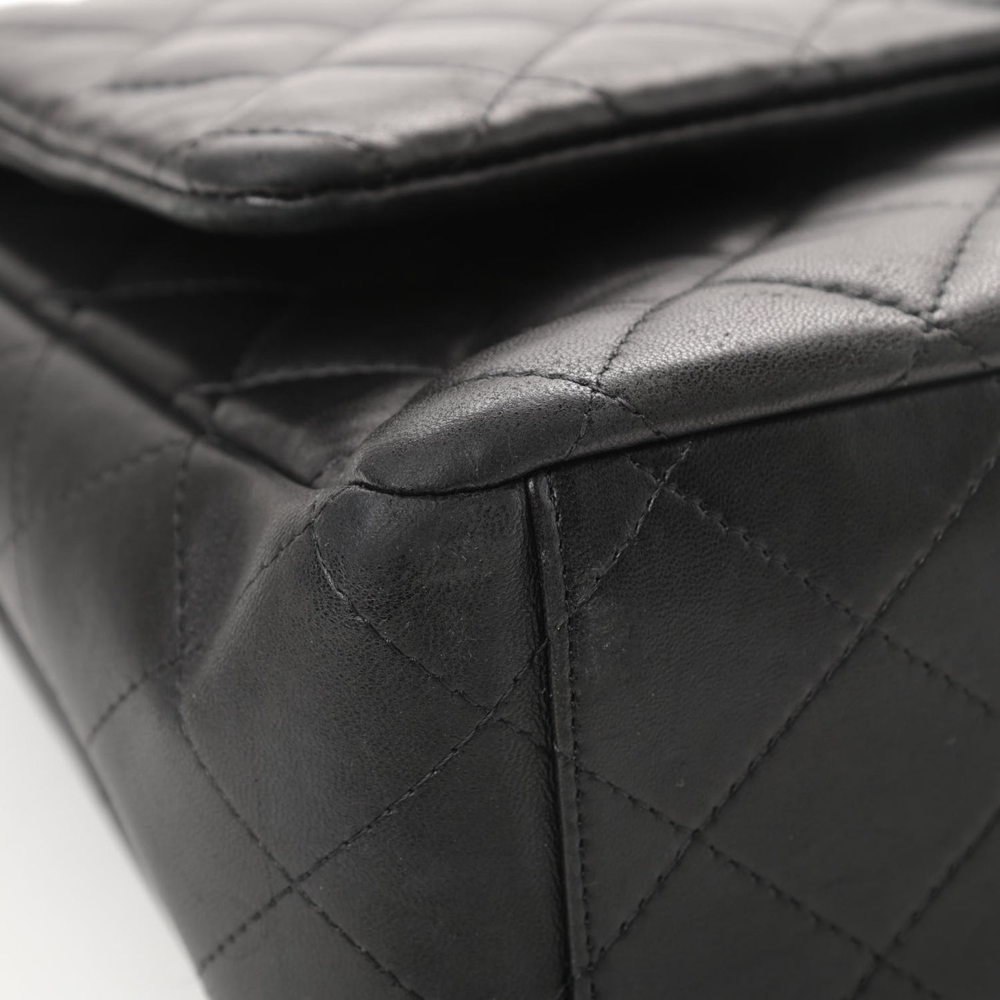 Lambskin Quilted Maxi Double Flap Black