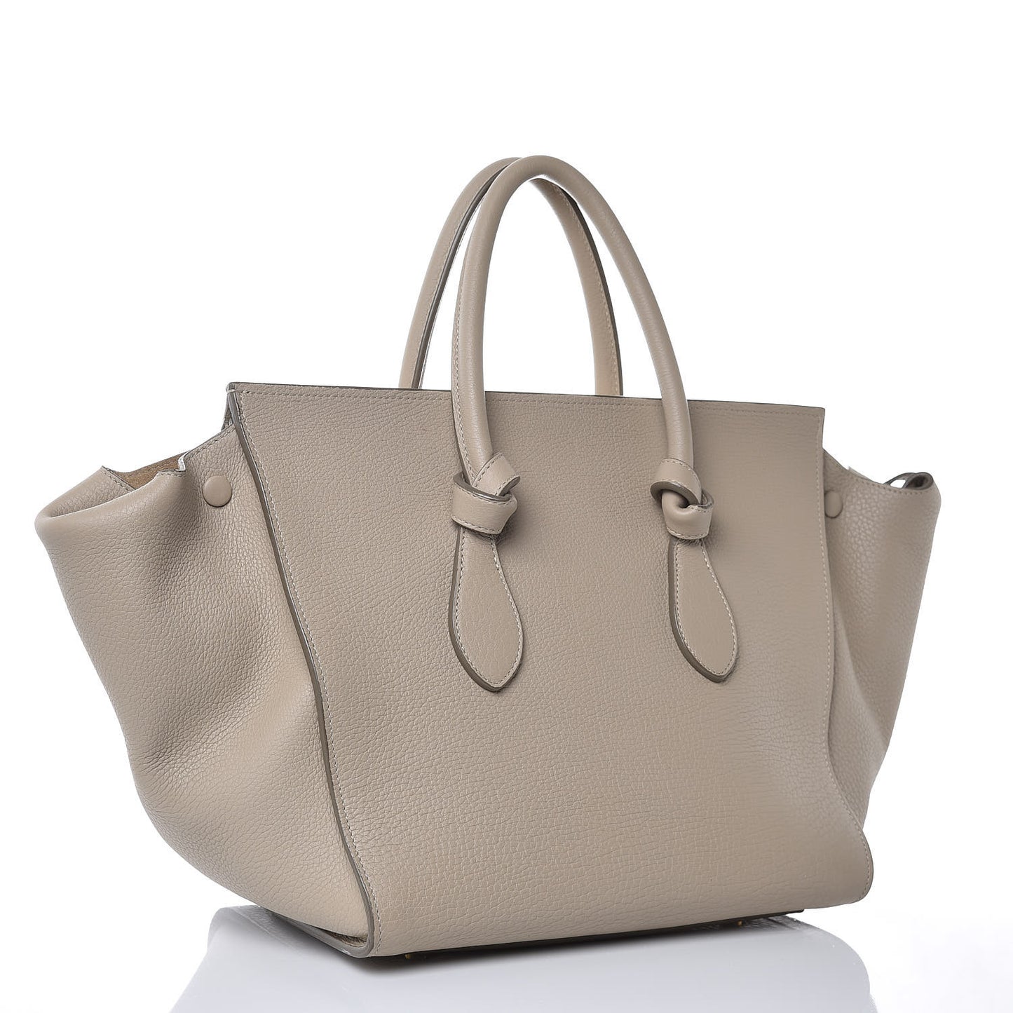 Crisped Calfskin Small Tie Knot Tote Light Taupe