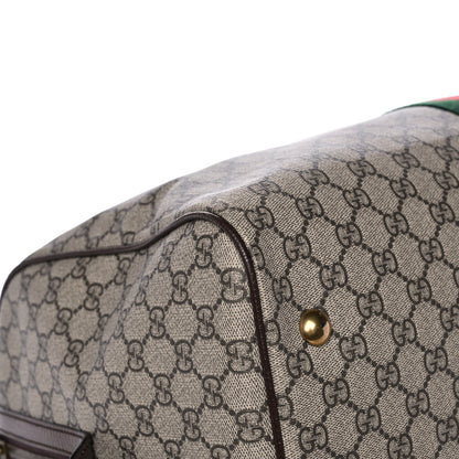 Gucci GG Supreme Monogram Textured Dollar Calfskin Web Medium Ophidia Carry-On Duffle Bag Beige Ebony New Acero 11 of 14