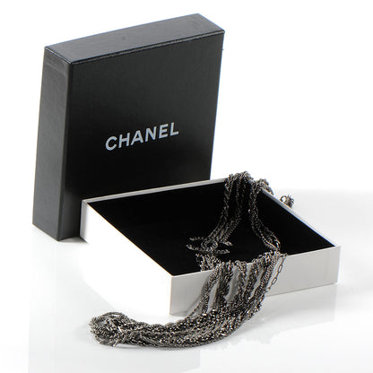 Chanel Crystal Ruthenium Layered Chain CC Necklace 7 of 7