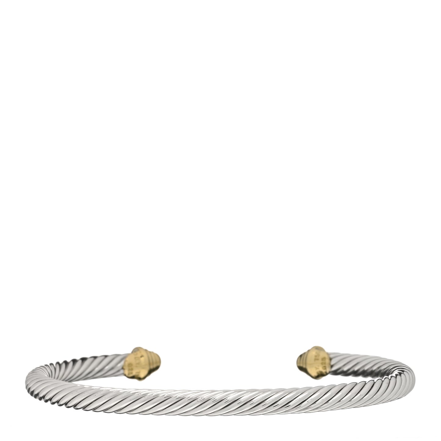 Sterling Silver 18K Yellow Gold Diamond 4mm Cable Classics Bracelet