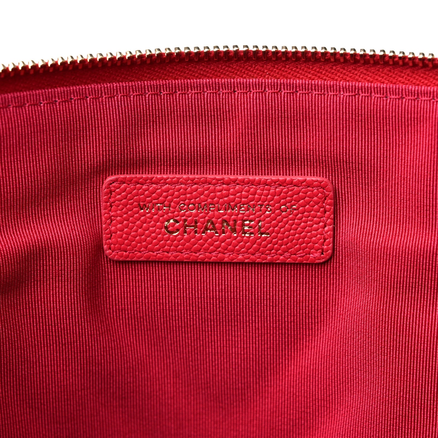 Caviar Chevron Quilted Large Cosmetic Case Red