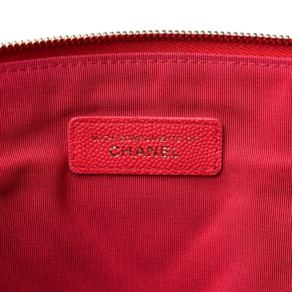 Chanel Caviar Chevron Quilted Large Cosmetic Case Red 6 of 11