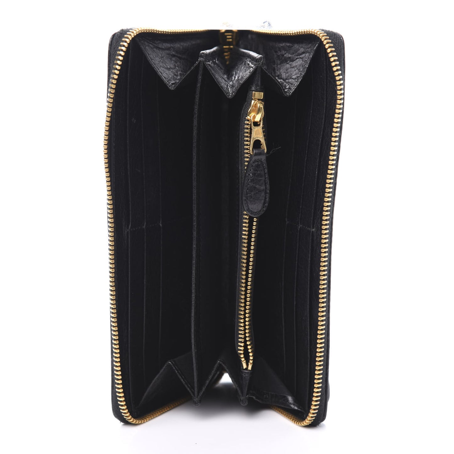 Agneau Giant 12 Gold Hardware Continental Zip Around Wallet Black