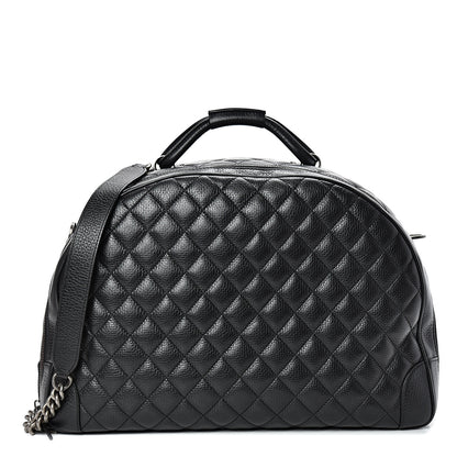 Chanel Calfskin Quilted Large Airlines Round Trip Bowling Bag Black 1 of 10