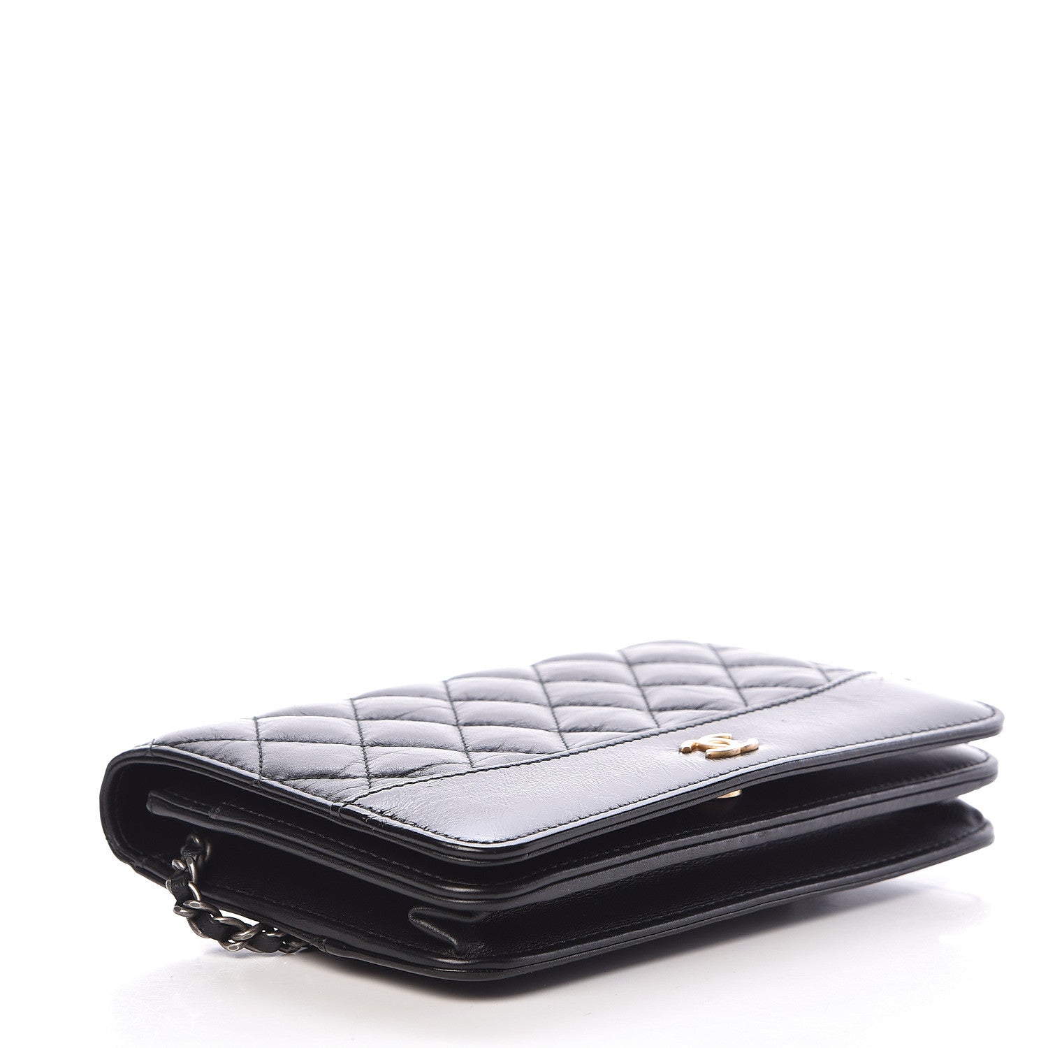 Chanel Aged Calfskin Quilted Gabrielle Wallet On Chain WOC Black 4 of 17