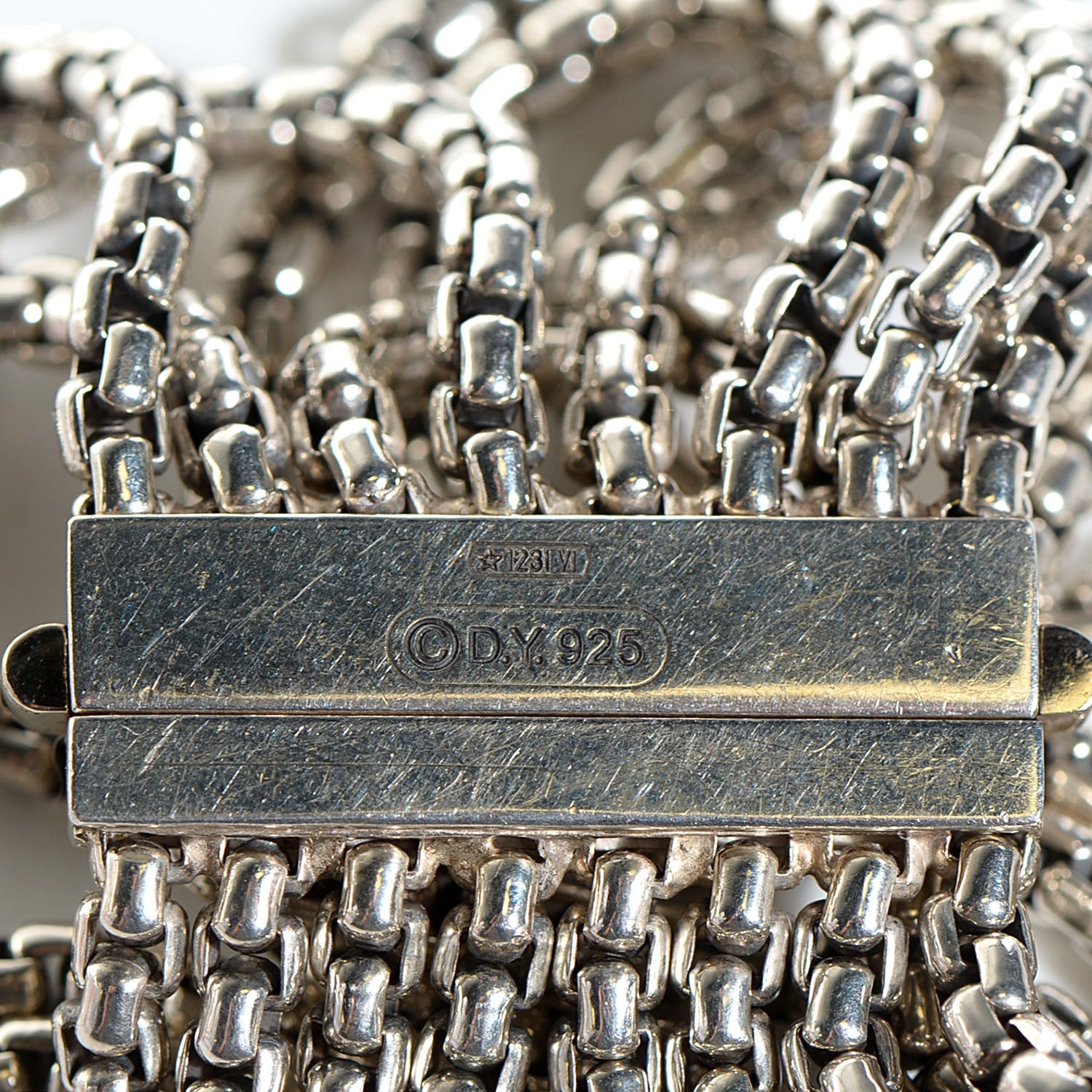 David Yurman Sterling Silver Eight-Row Box Chain Bracelet 6 of 9