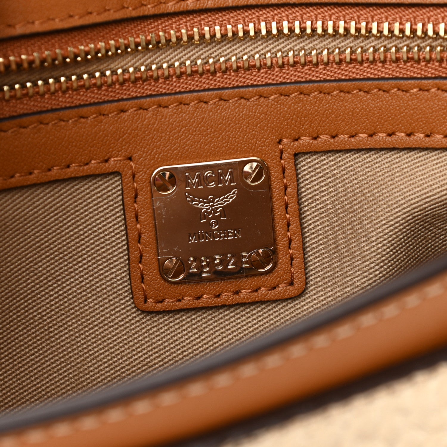 MCM Metallic Visetos Medium Millie Crossbody Bag Berlin Gold 6 of 9